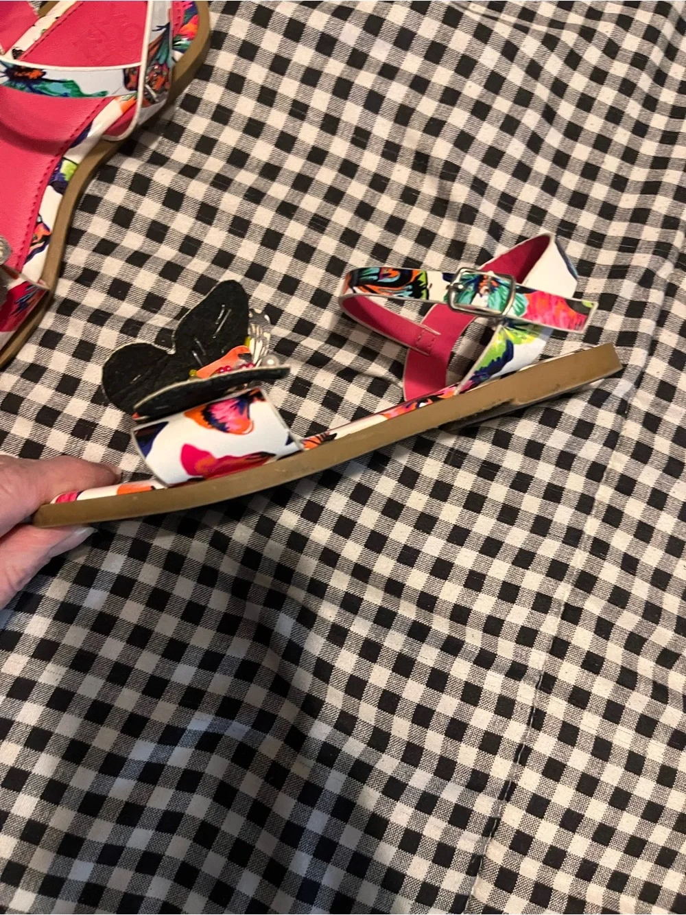 Girls YOKI Butterfly Floral Pink Sandals size 2
